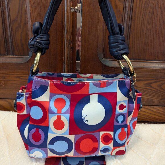 Coach Madison Scarf Satin Graphic Op Art Resort Mini Handbag J0882-42177 - Picture 2 of 16